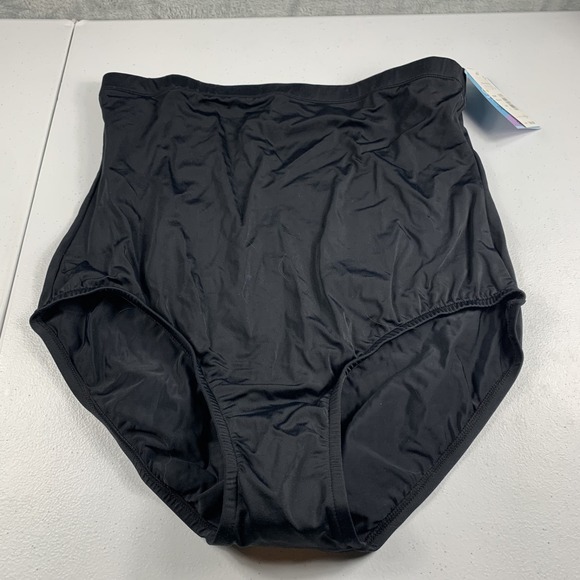Swim Solutions Women's Swim Bottoms Size 16 Black Solid High Waisted Brief NWT - Picture 2 of 7